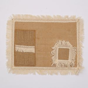 Assel-almohadilla de yute para comida, almohadilla circular de algodón y lino con borde de bola para <span class=keywords><strong>restaurante</strong></span> y Mesa - Product Image 6