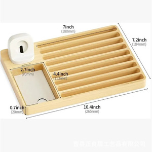 Boîte de rangement pour bracelet de montre en bambou avec support, organisateur de bureau pour bracelets et cartes Apple Watch, design en bois massif - Product Image 4