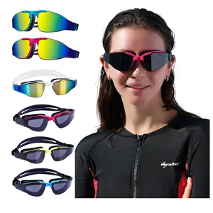 Wave wholesale wide angle curve PC lens Swim goggles Full Silicone UV and Anti-Gog swimming glasses