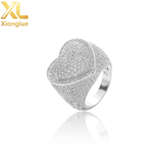 Wholesale High Quality 18K Gold Plated Hip Hop Heart <b>Ring</b> Unisex Natural Stone Personality Fashion Jewelry Wedding Party - Product Image 1
