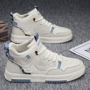 Zapatillas deportivas de caña alta blancas, negras y azules al por mayor de fábrica - Zapatos casuales de PU para hombre, estilo walking. - Product Image 1