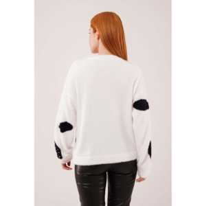 Suéter Blanco de Punto para Mujer, Manga Larga, Casual, Antipilling, Color Blanco - Product Image 1