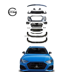 Kit carrosserie A4 vers <span class=keywords><strong>RS4</strong></span> pour <span class=keywords><strong>Audi</strong></span> A4 B9 2020+ : Pare-chocs avant, calandre, diffuseur, embouts, lèvre avant A4, spoiler A4 - Product Image 1