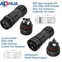 Conector de Alimentación Impermeable IP68 de 6 Pines, 15A, 1.0mm², 1.5mm², Conector de Cable Eléctrico