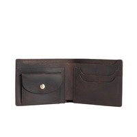 Dompet Pria FSW459 Model Kancing Baru, Dompet Kartu Uang Vintage Solid, Dompet Tipis Lapisan Atas Sederhana untuk Remaja