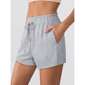FOXA Womens Sweat Shorts High Waist <b>Drawstring</b> With Pockets Breathable Cotton Spandex Summer Workout Running Casual Shorts - Product Image 3