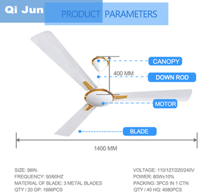 Ghana Ấn Độ cromptonal cromptona Hào Quang loại chất lượng cao 56 inch 1400 Mét Công Nghiệp AC Quạt trần sang trọng với 3 lưỡi nhôm - Product Image 4