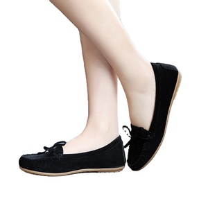 Warmlab Bow Lace Decorative Hand Stitching Leather Designer Female <strong>Ladies</strong> Fur Women's Flat <strong>Moccasin</strong> <strong>Slippers</strong> for Women - Product Image 1