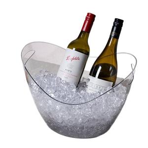 D&Z Unzerbrechlicher PET-Kunststoff Eiskübel für Bar, Club, Zuhause, Party, Bierkühler mit Individuellem Logo, Transparent, Rund, 4L, Tragbar, Modernes Design - Product Image 2