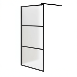 Porte de douche coulissante en verre ESG givré noir 39,4x76,8 pouces avec cadre, design minimaliste - Product Image 1
