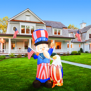 Décoration de jardin <span class=keywords><strong>et</strong></span> de terrasse gonflable de 1,5 m pour le 4 juillet, 250e anniversaire patriotique de l'Amérique, avec Oncle <span class=keywords><strong>Sam</strong></span>, un aigle <span class=keywords><strong>et</strong></span> un drapeau américain - Product Image 1