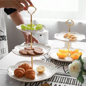 Soporte Redondo de Cerámica para Té, Frutas, Postres y Cupcakes, Bandeja de Servicio de 3 Niveles para Fiestas y Bodas, de 6, 8 y 10 Pulgadas - Product Image 1