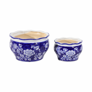 Set di 2 Vasi per Fiori in Stile Cinese, Decorativi Tradizionali per Interni ed Esterni in Ceramica - Product Image 1