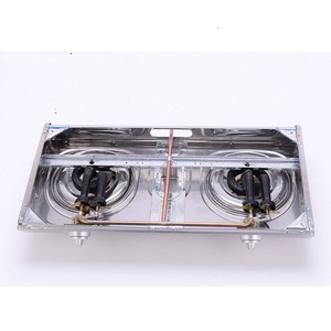 Cuisinière à gaz portable à deux brûleurs en fonte, plaque de cuisson en acier inoxydable, commande par bouton, allumage piézoélectrique, usage hôtelier - Product Image 4