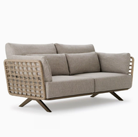 Nouvelle combinaison canapé et table basse d'extérieur, mobilier de jardin en rotin tressé pour cour, balcon et terrasse