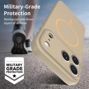 Nuova Cover Magnetica per <span class=keywords><strong>iPhone</strong></span> 17 <span class=keywords><strong>Pro</strong></span> <span class=keywords><strong>Max</strong></span> in Tinta Unita con Finitura Effetto Pelle <span class=keywords><strong>Oro</strong></span> Deserto e Protezione Lente con Foro di Precisione - Product Image 6