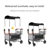 Chariot de camping multifonctionnel pliable et portable avec auvent, adapté aux jumeaux ou à deux enfants