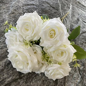 Bouquet de fleurs en soie artificielle <span class=keywords><strong>Paris</strong></span> Rose 7 têtes 42cm décoration d'hôtel de mariage jardin de noël tissu de beauté remise des diplômes pâques - Product Image 6