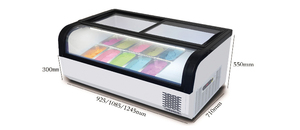 Tủ đông trưng bày kem thương mại với nắp kính trượt và ánh sáng bên trong cho cửa hàng - Product Image 2