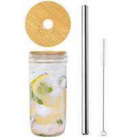 Pot à thé en verre transparent Boba de 710ml, avec couvercle en bambou, de haute qualité