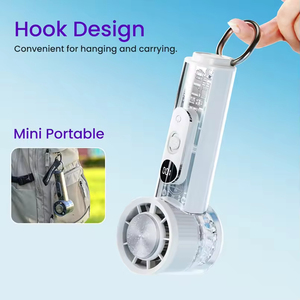 Nouveauté : Ventilateur portable à main avec écran LED, batterie 3000 mAh, logo personnalisé, rechargeable par USB, ventilateur turbo transparent à main - Product Image 2