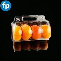 Conteneur d'emballage transparent pour fruits avec poignée, boîte à clapet en PET pour pêches, raisins, cerises, solution d'emballage pour fruits frais à 4 compartiments