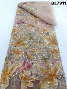 Thanh Lịch Chất lượng cao pháp ren vải với HANDMADE HẠT và sequins lưới cho đám cưới và bên váy thiết kế - Product Image 5