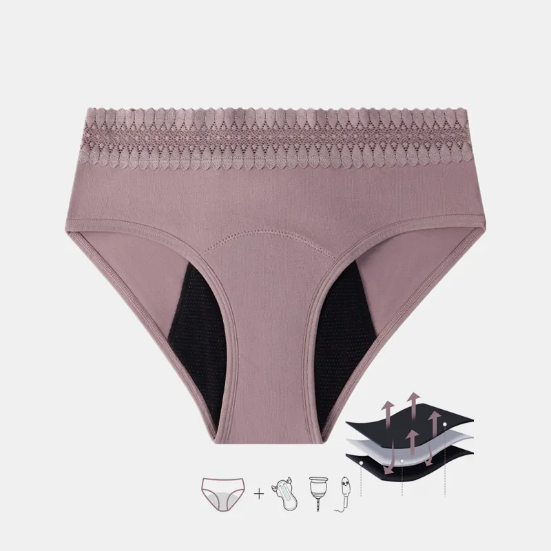 Intiflower PL02 High Quality 4 Layers Cotton Lace Period Panties Culotte Breathable Menstrual Underwear Panties