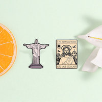 Badge en émail avec motif de statue de Christ pour sac, chapeau, vêtement et ornement de style personnel