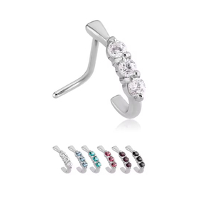 Piercing de Nariz Triple Gems em Aço Cirúrgico 20G, Joia de Nariz, Joia Corporal da Moda para Mulheres e Homens - Product Image 1