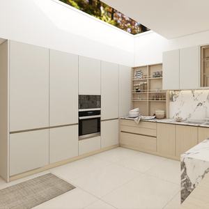 Gabinetes de fregadero de cocina de melamina en forma de L, minimalistas y modernos personalizados, muebles de cocina pequeños y completos para el hogar - Product Image 4