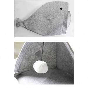 Best Selling Premium Felt Cat <b>Bed</b> Soft Cute Pet Tent Seasons Universal <b>House</b> Wool Felt Small Dog Nest With Detachable Pad - Product Image 3