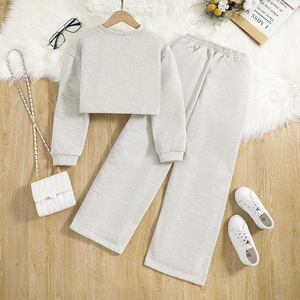 Fabricant de vêtements 8 9 10 <span class=keywords><strong>12</strong></span> <span class=keywords><strong>ans</strong></span> Vente en gros Ensembles de vêtements pour petites filles à manches longues Haut court Pull à capuche - Product Image 2