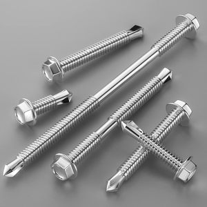 300 Piezas # Tornillos autorroscantes de cabeza hexagonal de acero inoxidable 410 de 8.3 x 4 pulgadas para chapa metálica - Product Image 4