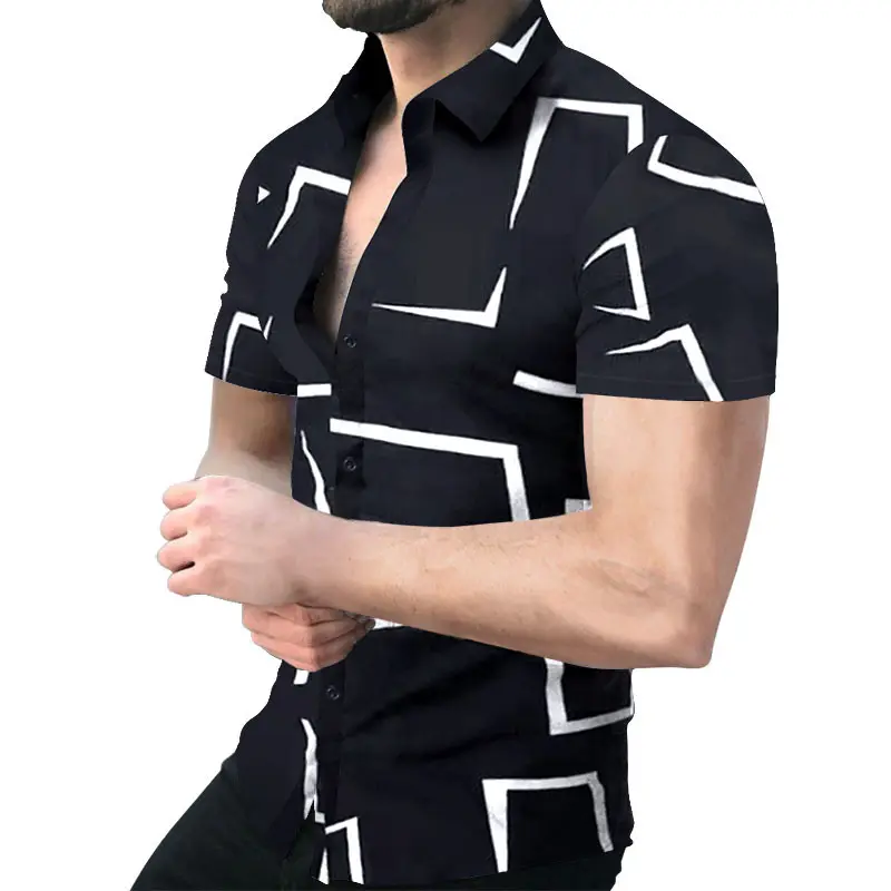 wholesale Flower hawaiian casual new men's fashion Beach Summer printed short-sleeved men shirt