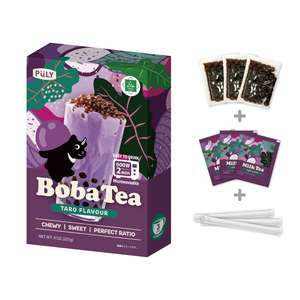 Kit de préparation de boisson Boba crémeuse au taro et igname violette, sans gluten, facile à faire maison, pour un coup de pouce énergétique au bureau, format B2B Premium - Product Image 1