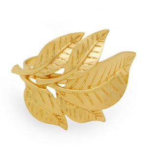 Prêt à expédier des ronds de serviette en or en forme de feuille pour les mariages/fête/Noël - Product Image 4