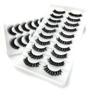 Lot de 10 paires de faux cils volumineux et moelleux, aspect naturel, faux cils en vison, ensembles de longueurs mixtes