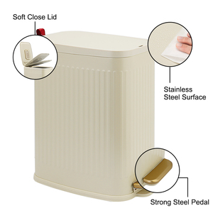 Poubelle à pédale côtelée rétro pour salle de bain avec <span class=keywords><strong>filtre</strong></span> anti-odeurs, couvercle à fermeture douce et seau intérieur amovible, poubelles pour cuisine et intérieur - Product Image 4