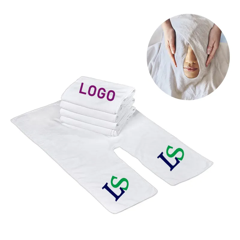 Custom LOGO Microfiber Soft Salon Beauty Spa Facial Towel Microfiber U Shape Esthetician Face Facial Towel With Split