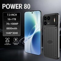 Offre Spéciale : Smartphone Power 80 avec Écran 7,3 Pouces, Batterie 8800 mAh, 16 Go + 1 To, Appareil Photo 108 MP, Double SIM et Emplacement pour Carte TF – Idéal pour les Voyages, la Navigation et les Vlogs