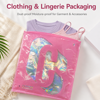 Sacs en plastique refermables avec logo personnalisé, imprimés par gravure, film holographique laser découpé, recyclables, pour chaussettes, vêtements, fourrures, emballage, fermeture éclair