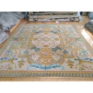 Alfombra de lana anudada a mano de 9x12 DE LUJO personalizada, alfombra Savonnerie a Rusia con diseño de <span class=keywords><strong>palacio</strong></span> real dorado de fábrica china - Product Image 4