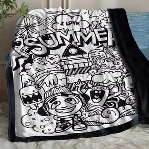 Couverture à colorier en velours double couche avec motif de <span class=keywords><strong>dessin</strong></span> animé <span class=keywords><strong>anime</strong></span> en fourrure d'agneau, à personnaliser soi-même, cadeau de vacances - Product Image 5