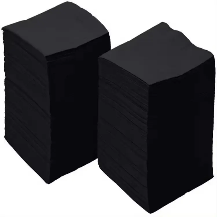 500 Pak serbet koktail hitam jumlah besar 9.8x9.8 inci serbet kertas minuman 2 lapisan