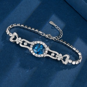 Statement Fashion Jewelry Eco-friendly Copper Oval Cut 10*12mm Multicolor Zircon Link Chain <b>Bracelet</b> for Daily Wear - Product Image 4