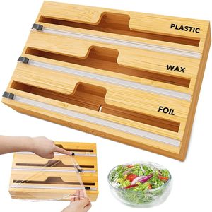 OEM yaratıcı duvara monte gıda plastik sarılmak Film dağıtıcı için kesici ile mutfak düzenleyici kalay folyo dağıtıcı - Product Image 4