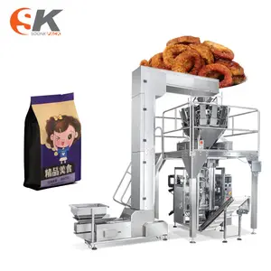 Ensacheuse verticale automatique pour snacks sucrés, pesage de snacks au chocolat, machine d'emballage de bonbons gommeux