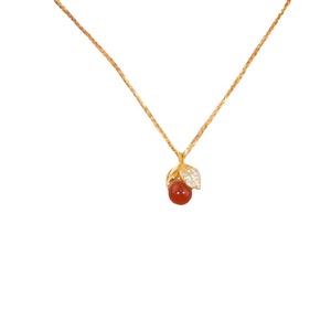 Titanium Steel Red Agate Necklace With Leaf Pendant For Women Clavicle Chain Gift Jewelry Fashion Pendant Necklaces - Product Image 4