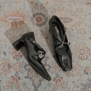 Zapatos de tacón alto cuadrado, elegantes y ligeros, con punta redonda, para oficina, verano, sandalias de vestir para mujer. - Product Image 4